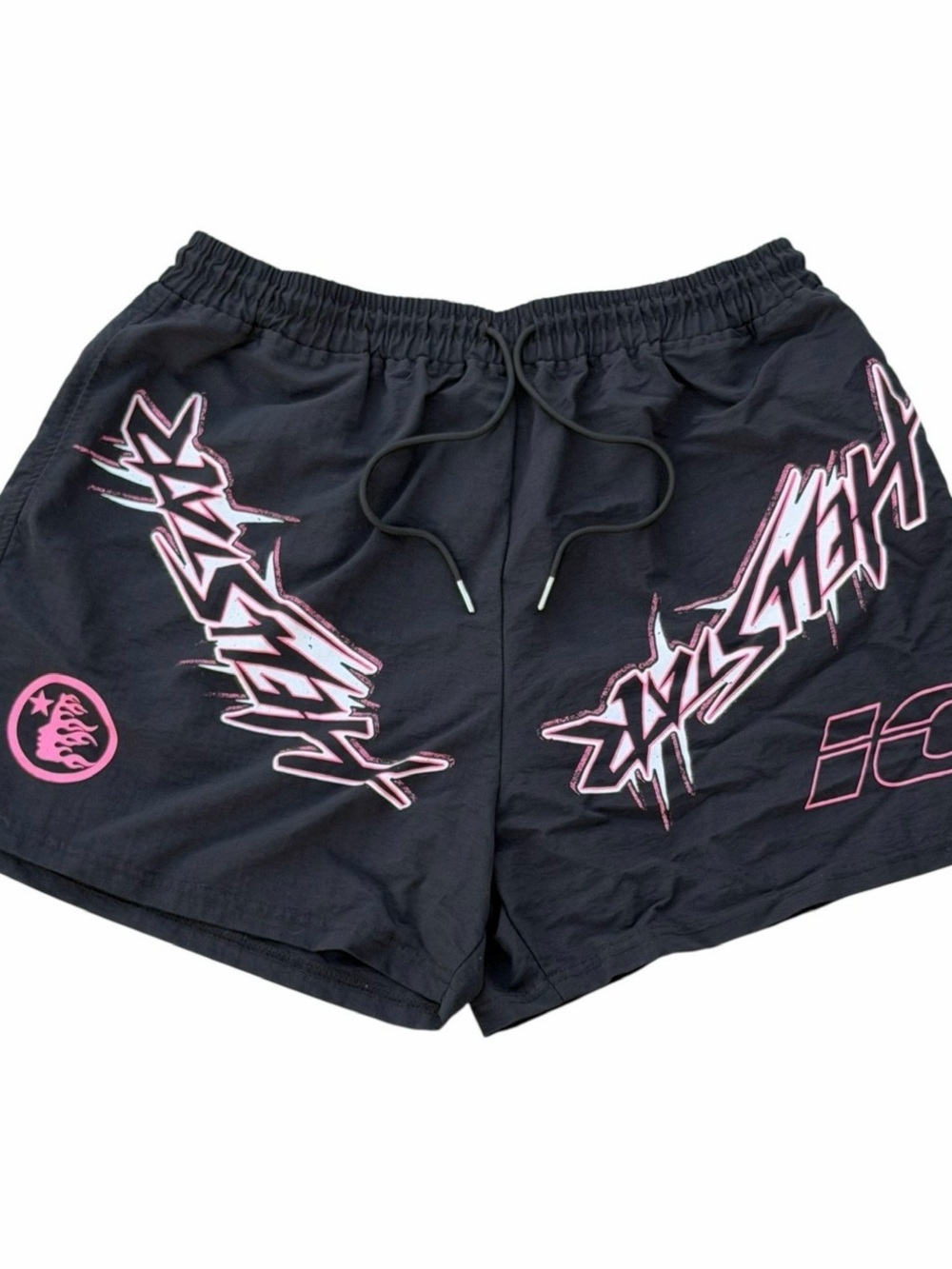 Hellstar Waxed Nylon Athletic Shorts Black Pink Adult Size 2XL XXL Authentic OG